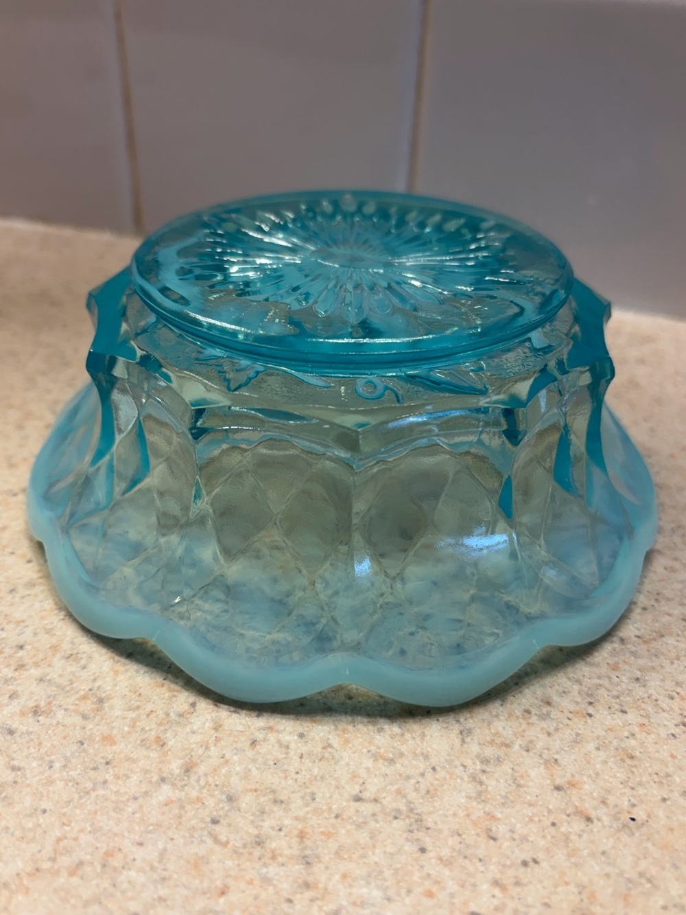 Vintage Fenton opalescent Blue Glass Candy dish- Home Art Accent - Picture 7 of 9